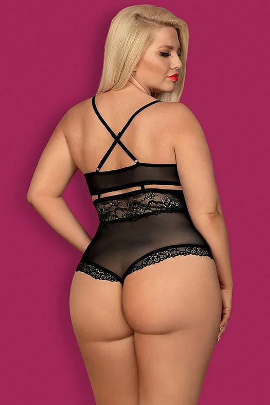 Fekete plus size fehrnem, 838 nyitott body, XXL
