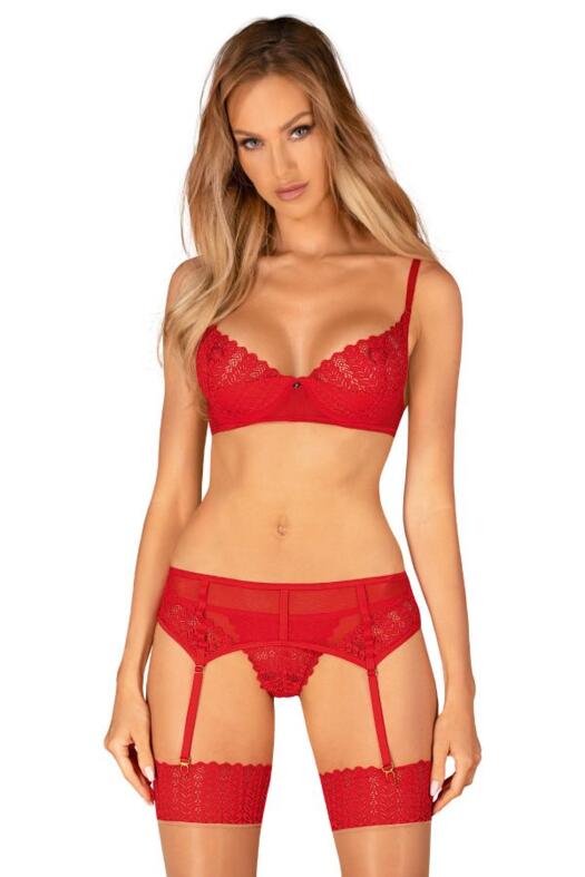 Szexi feh�rnem�, Ingridia piros harisnyatart�s szett