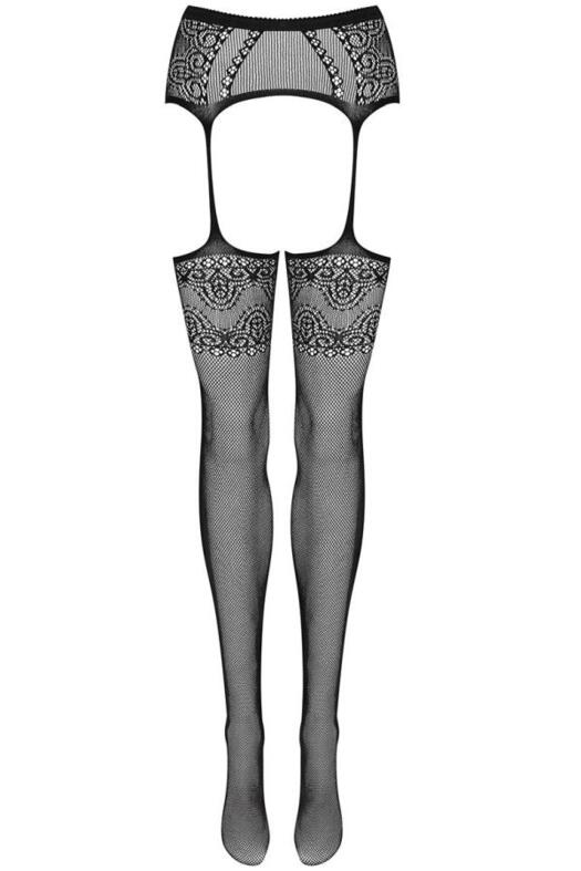 S225 garter stockings, fekete harisnyatartós combfix S/L
