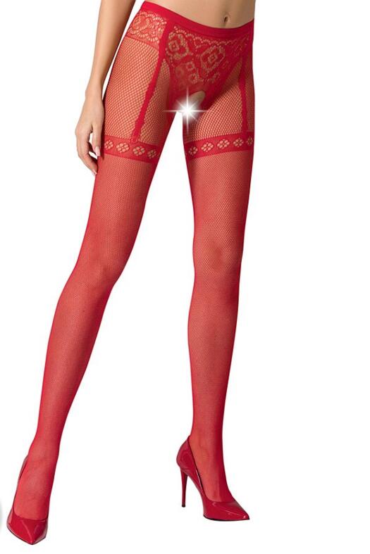 Piros nyitott harisnya, S012 garter stockings