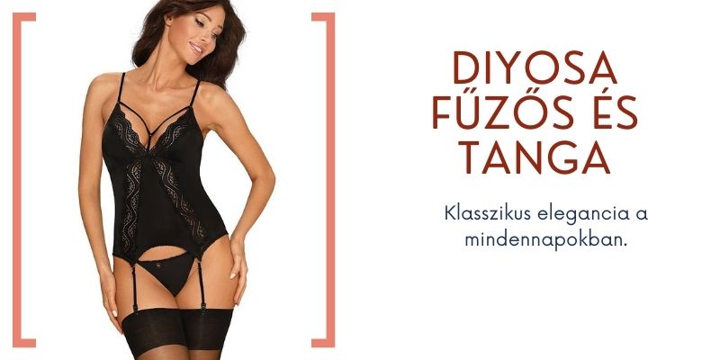 Diyosa corset, fekete fz s tanga szett