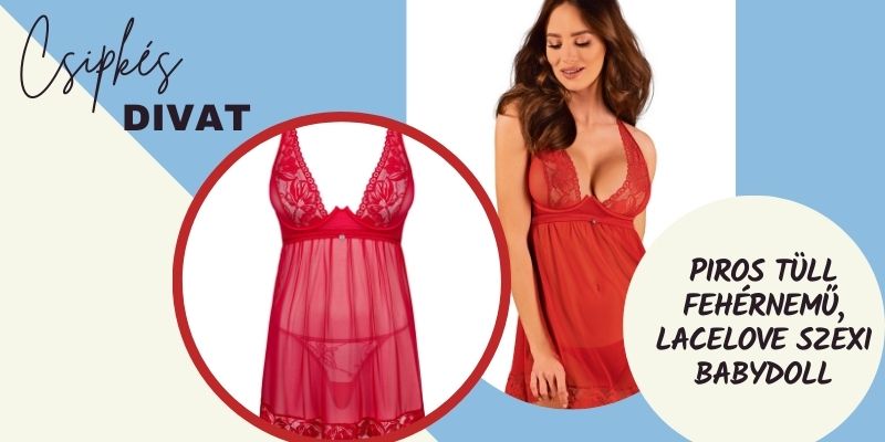 Piros t�ll feh�rnem�, Lacelove szexi babydoll