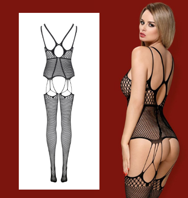 N117 bodystocking, fekete cicaruha S/L